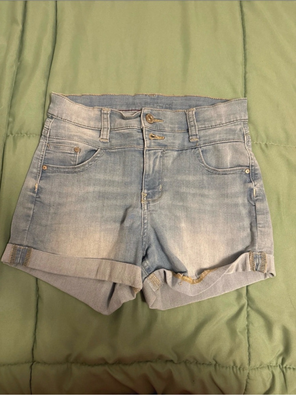 Wallflower Light Wash Rolled Cuff Denim Shorts